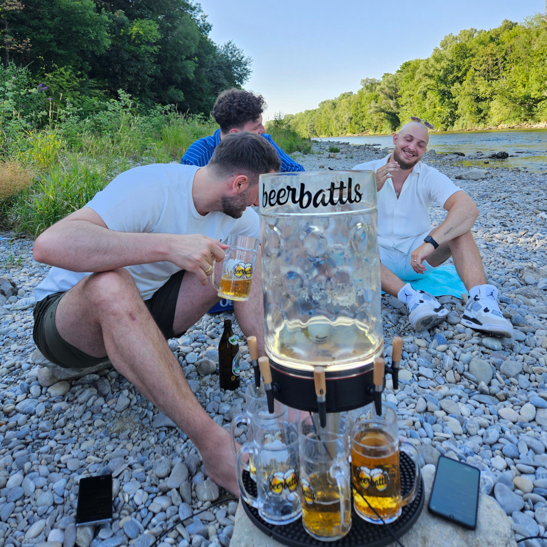 beerbattls bei einem Live-Test am Lech bei Augsburg