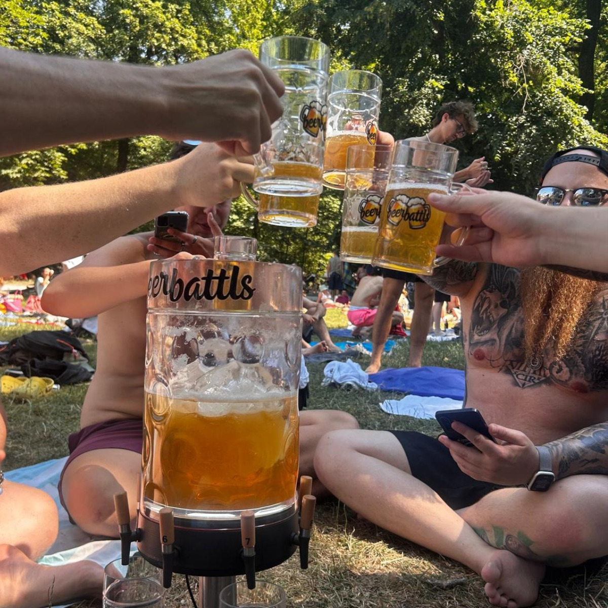 beerbattls bei einem Live-Test im Englischen Garten in München